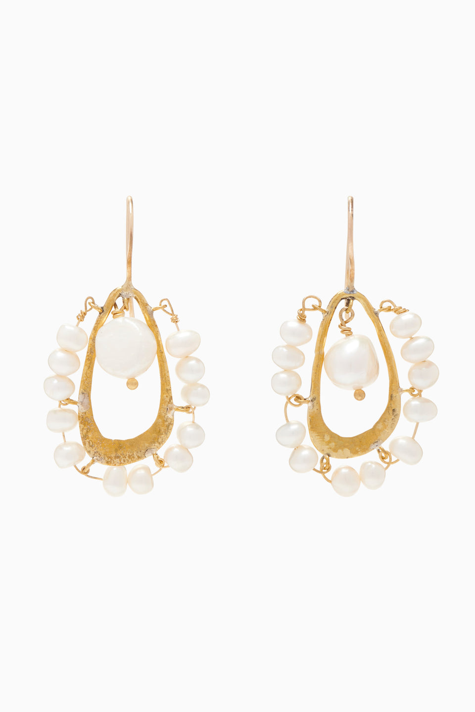Beaded Single Drop Earring - Pearl